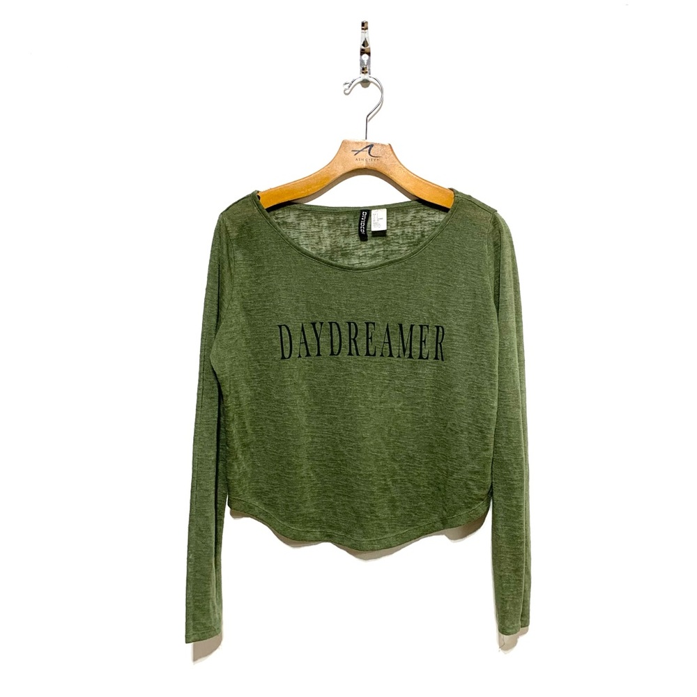 H&M Women’s Grenn Comfy Longsleeves Cropped Very lightweight Shirt Top Small